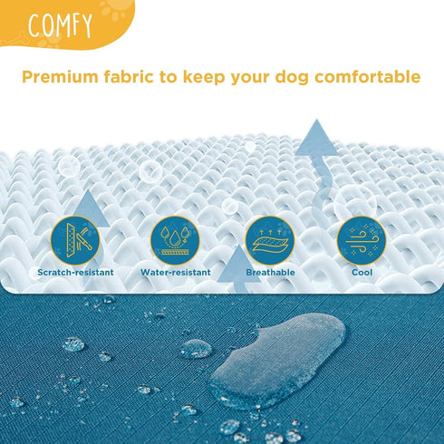 Folding Raised Dog Bed - Large Outdoor Elevated Dog Bed - Heavy Duty Cooling Dog Cot for Camping - Dark Blue