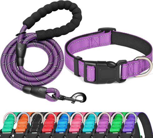 Reflective Dog Collar Padded with Soft Neoprene, Breathable Adjustable Nylon Collars for Small Medium Large Dogs