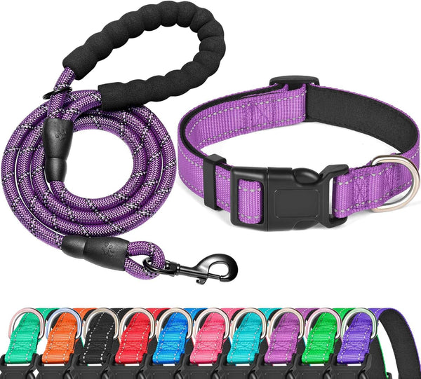 Reflective Dog Collar Padded with Soft Neoprene, Breathable Adjustable Nylon Collars for Small Medium Large Dogs