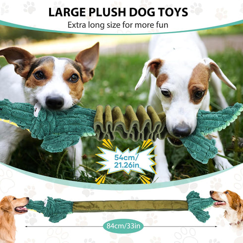 Squeaky Dog Toys for Large Dogs, Plush Stuffed Pet Toys with Crinkle Paper, Interactive Tug of War Toys