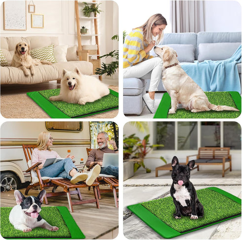 2025", Annexfun Dog Grass Mat with Pee Pad Small Dog Litter Box Indoor Artificial Turf Grass Porch Waterproof Patio