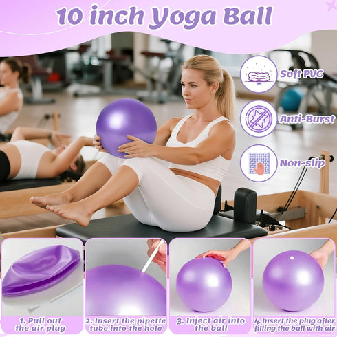 GQIRIL Set 12PCS 10'' Pilates Equipment for Women - Pilates Starter Accessories Kit with Ball, Magic Circle, Yoga Ring
