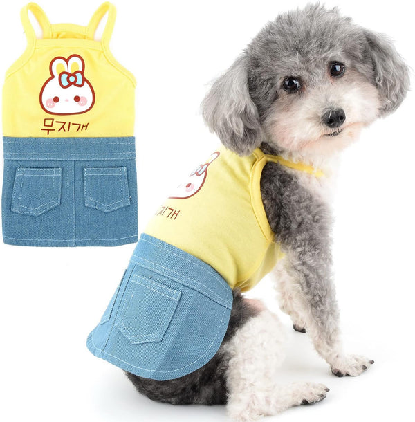 Zunea Dog Dresses for Small Girls: Summer Puppy Sundress, Cute Denim Skirt, Soft Vest Shirts, Chihuahua Clothing,