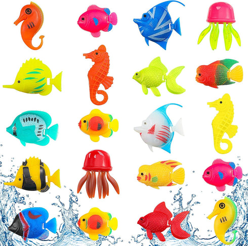 Weewooday 20 Pieces Artificial Moving Fishes, Plastic Floating Fish Ornament for Aquarium Decorations