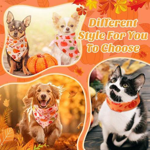 50 25 (25.6 17.7 17.7) Abbylike Pcs Fall Thanksgiving Dog Bandana Bulk Pumpkin Bandana for Dogs Triangle Kerchief Bib