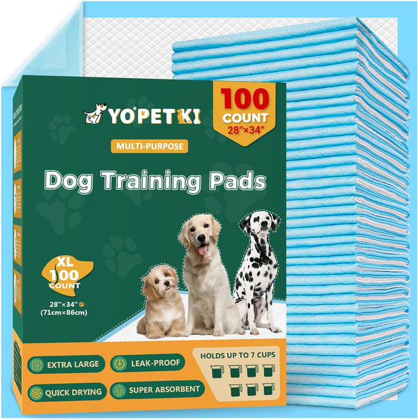 YOPETKI 100 Count Dog Pee Pads Extra Large 28"x34", Super Absorbent X-Large 100