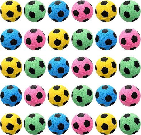 Skylety 32 Pieces Cat Soccer Balls, Foam Sponge Football Interactive Toy Sports Ball for Kittens