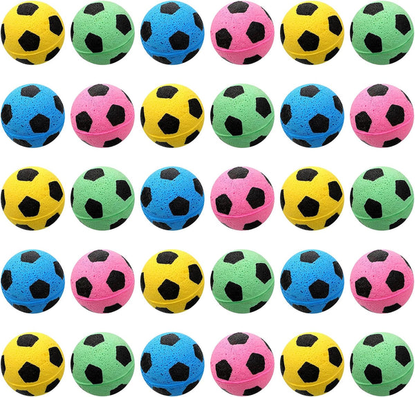 Skylety 32 Pieces Cat Soccer Balls, Foam Sponge Football Interactive Toy Sports Ball for Kittens
