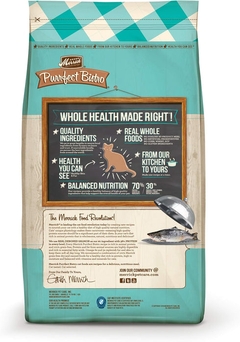 Merrick Purrfect Bistro Grain Free Dry Cat Food for Adult Cats, Real Salmon and Sweet Potato Recipe - 4 lb. Bag