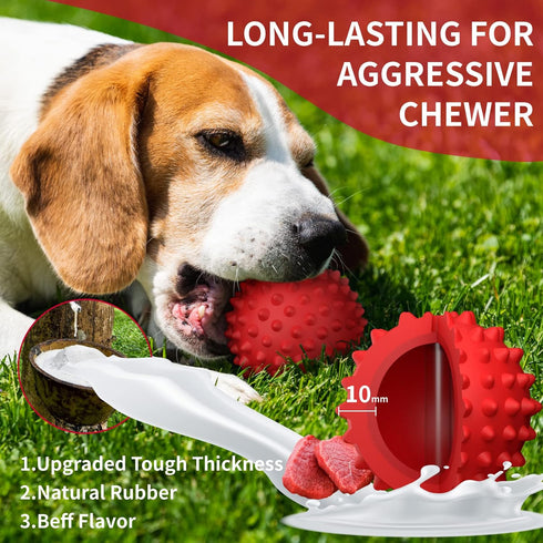 Apasiri Squeaky Dog Balls for Large Dogs, Tough Spiky Floatable Rubber Pet Toys for Aggressive Chewers, Pack of 3