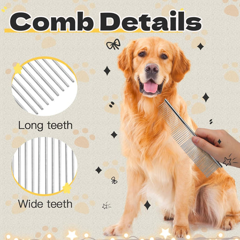 Biaungdo 3 Set, Pets(7.48 1.57 inch 6.3 1.1 inch) Pcs Dog Grooming Combs Metal Dog Comb for Removing Tangles and Knot