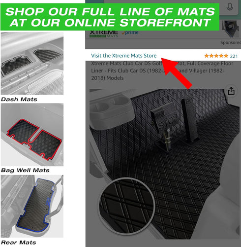 Xtreme Mats Golf Cart Cubby Inserts and Dash Mats Compatible with ICON/Advanced EV - RED Trim for Surface Protection