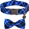 Dog Collar with Bow Tie, Cotton Bowtie Collar for Medium Girl Boy Dog, Holiday Blue, Neck 13.5-22in.
