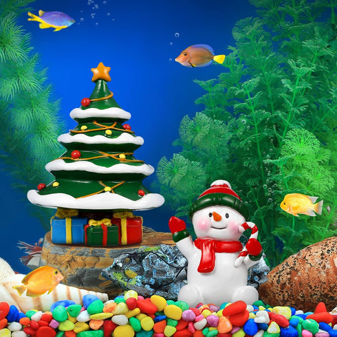 POPETPOP 2Pcs Christmas Aquarium Decorations, Resin Ornament Fish Tank Decoration Micro Landscape for Holiday