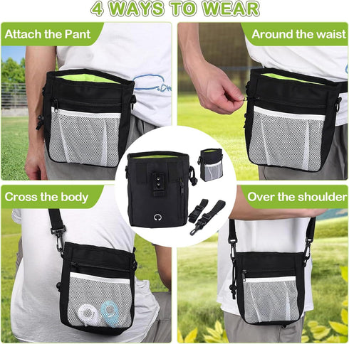 JIURUN Dog Treat Pouch: Training Treat Pouch with Clicker, Whistle, Collapsible Bowl, 2 Poop Bags