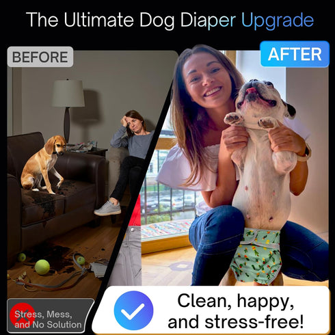 Pet Magasin Reusable Dog Diapers Female Washable, Premium Doggie Diapers for Period Heat, Pack of 3, L (18”-24” Waist)