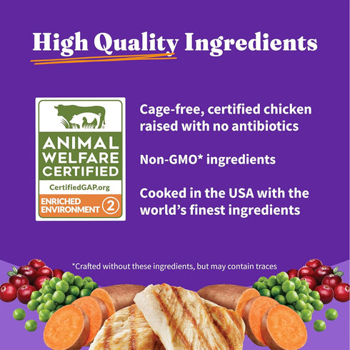 Halo Holistic Kitten Food Dry, Grain Free Cage-free Chicken Recipe, Complete Digestive Health, 3-lb Bag