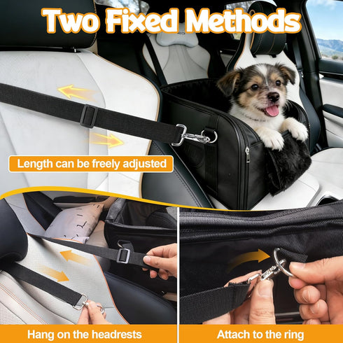 3-in-1 BABORUI Center Console Dog Car Seat, Portable Pet Carrier, Cat Car Seat with Zipper Fold Storage, Travel Ride