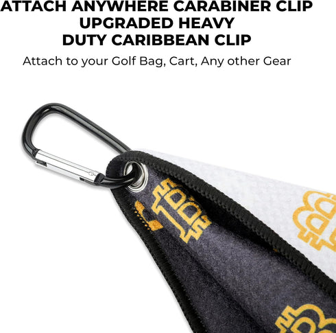 Golf Towel Bitcoin - Premium Waffle Pattern Towels with Heavy Duty Carabiner Clip