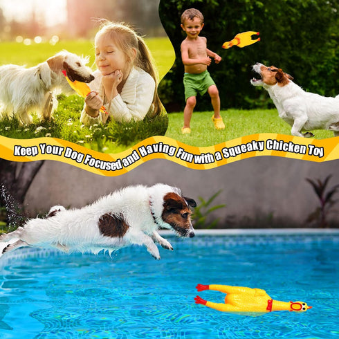 Honoson 32 Pcs 12'' Rubber Chicken Dog Toy - Squeeze Screaming Chicken Toy for Reducing Separation Anxiety (Yellow)