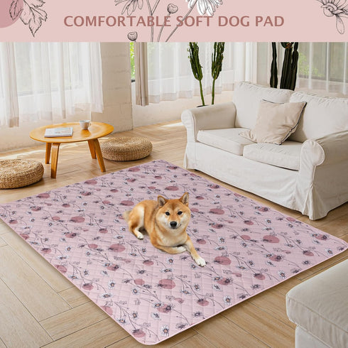 IEUUMLER Washable Pee Pads for Dogs - Non-Slip Waterproof Reusable Puppy Potty Training Pad (Pink Daisy, 48"x48")