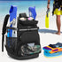 Swim Backpack with Separate Shoe Space, Swim Gear Bag for Swimming Pool and Beach, Black Sports Backpack