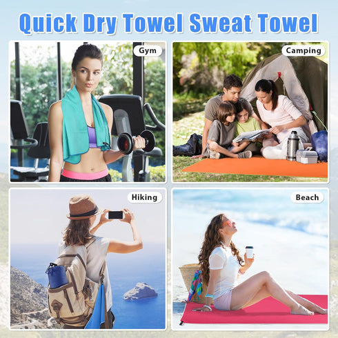 Sfee 2 Pack Microfiber Travel Towel Set - Quick Dry, Super Absorbent, Compact Lightweight Towels for Beach, Gym, Hiking