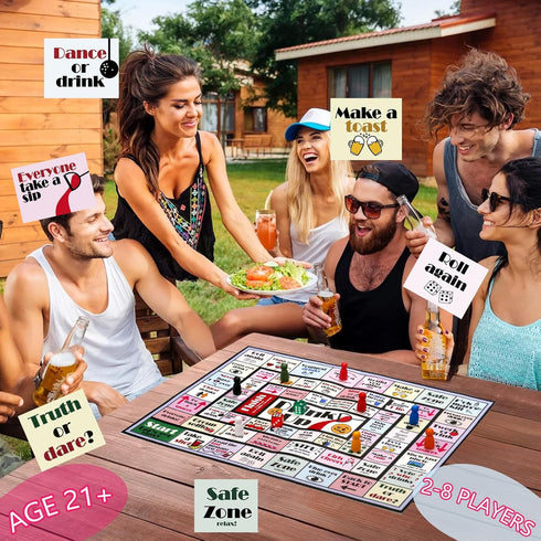 21+,2-8 Drinking Board Games for Adults Girls Night,Waterproof Leather Mat Drinking Games,Party Interactive Drinking