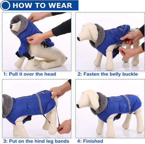 QBLEEV Warm Dog Coat, Waterproof Winter Jacket with Turtleneck & Fleece Lining for Dogs