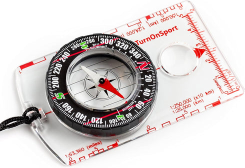 TurnOnSport Orienteering Compass - Advanced Scout Compass for Hiking, Camping, and Backpacking