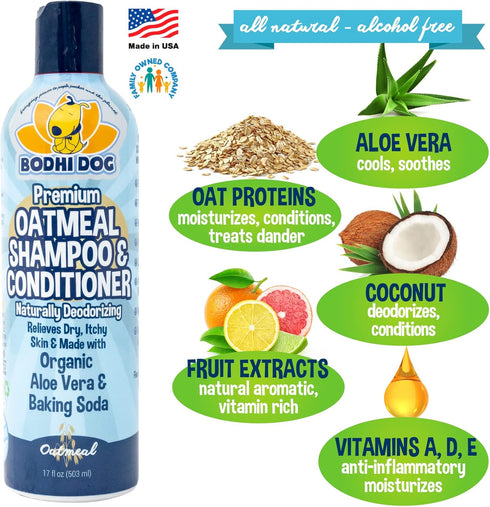 Bodhi Dog Shampoo Brush and Oatmeal Shampoo & Conditioner Bundle for Cats & Dogs, Quality Dog Wash Brush