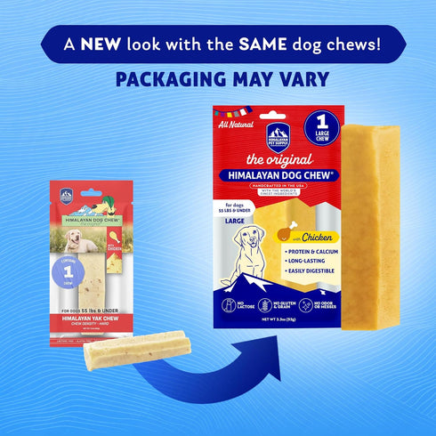 Himalayan Chew Original Yak Cheese Chew, 1 Large Stick, Chicken, 3.3 oz, Gluten Free, Healthy Treats