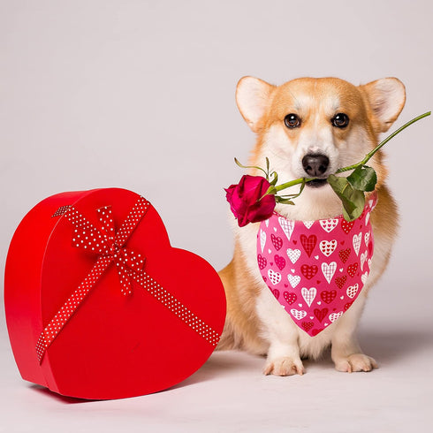 Romantic Heart Pattern Bandana for Dogs and Cats - Perfect for Valentine's Day