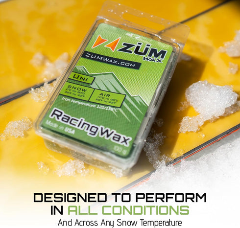 ZUMWax Iron-On Ski/Snowboard/Nordic/Cross-Country Wax, 140g, Made in USA, PFAS-free, 100% hydrocarbon wax.