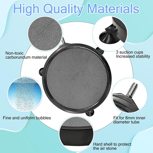 kathson 8 Inch Aquarium Air Stone Hydroponics Disc Aerator with Suction Cups for Pond Decoration