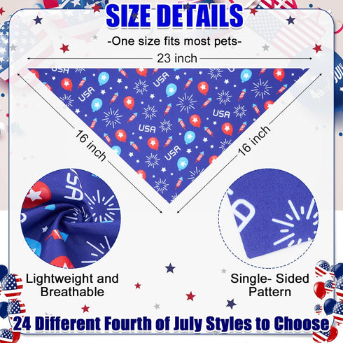 48 4th Sanwuta Pcs of July Dog Bandanas for Pets Dog Bandanas Gifts Independence Day Scarf Washable Triangle American