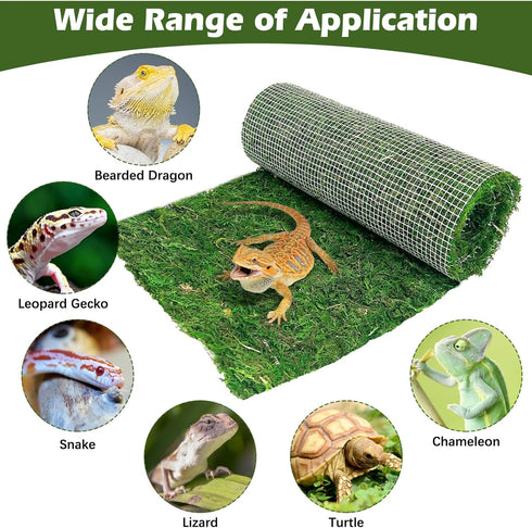 (11.81" 47.24") Reptile Carpet Cuttable Terrarium Mat Artificial Moss Reptile Liner Green Substrate Flooring Bearded