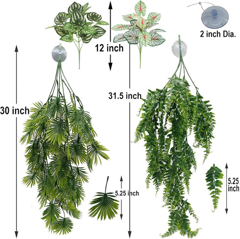 Reptile Plant for Bearded Dragon Tank Accessories, Terrarium Plant Artificial Decor for Snake Cage, Fake Plant