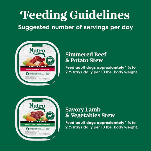 Pack, 3.5 oz. (12 Count, Pack 2) Nutro Natural Choice Cuts in Gravy Wet Dog Food, Grain Free Dog Food Wet Lamb and Beef
