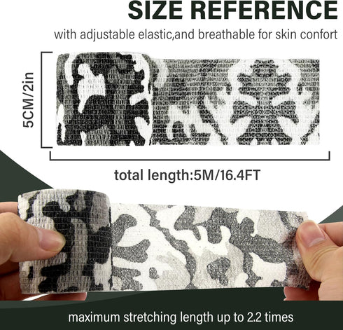 WALWAL 2" x 14.76 ft Camouflage Self-Adhesive Tape, Multifunctional Non-Woven Fabric Stealth Tape for Hunting Gear