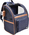 JESPET & GOOPAWS Collapsible Pet Carrier Backpack for Dogs and Cats, Breathable Mesh for Hiking and Camping (Navy Blue)