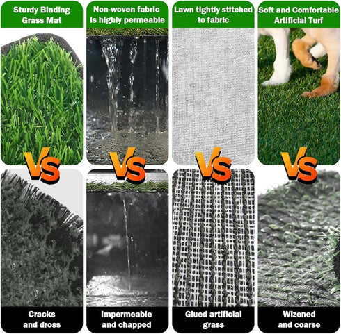 Dog Grass Mat with Pee Pad, 32"x23", Medium Dog Litter Box Indoor Artificial Turf, Waterproof Potty Tray for Puppy