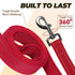 VIVAGLORY Twingrip Dog Leash - Double Handle for Training & Walking, Reflective Heavy Duty, 6ft x 1in, Red