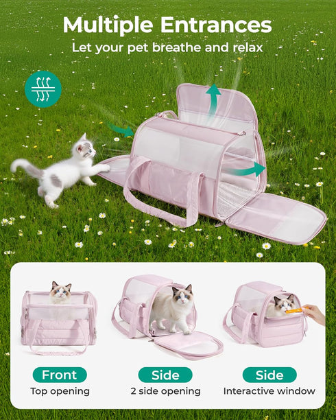 20 Lbs BAGSMART Cat Carrier: Soft-Sided Pet Carrier for Small Medium Cats Dogs Puppy Quilted Collapsible Puffy Travel