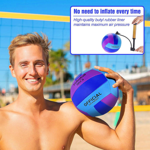 6 Pack 5, Volleyballs Official Size Soft Bulk Recreational Volley Balls with Pump and Net Bag for Indoor Outdoor Beach