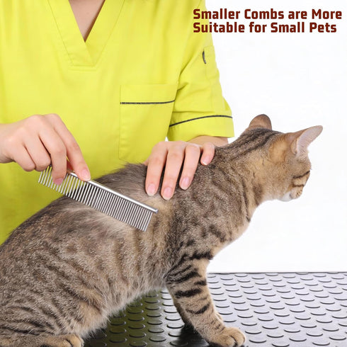 cobee 4 Set Tangles(3 Pcs Dog Grooming Combs, Stainless Steel Pet Comb Pet Grooming Comb Kit Metal Knots Hair Remover