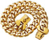 15mm Wide Strong Stainless Steel Bone Style Buckle Gold Dog Chain Collar - 18K Gold Plated Cuban Link for Medium Large