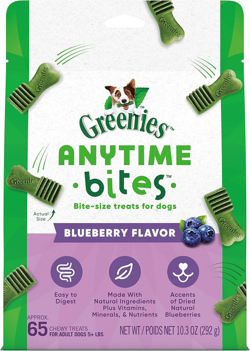 Greenies Anytime Bites Dog Treats, Blueberry Flavor, 10.3 oz Bag