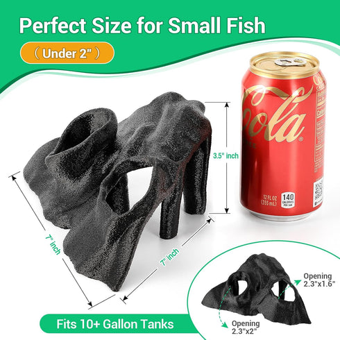 500g 7.5x7.5x4 Inch Aquarium Cave Fish Tank Cave Decor Corner Hide PETG Reptile Hideout with Sand, Mangrove Root