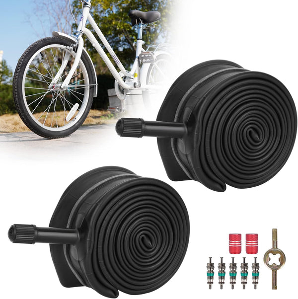 RUTU 20 inch Bike Tube, 20x1.125/1.50/1.75/2.50/3.0/3.5/4.0 with Installation Accessories, 2 Pack Bicycle Tube